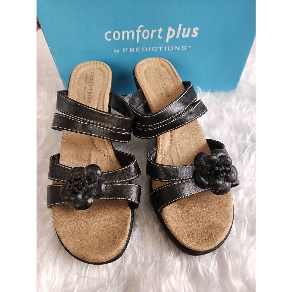 Comfort Plus By Predictions Womens Size 9.5 black Heel Sandals with box - Picture 1 of 6
